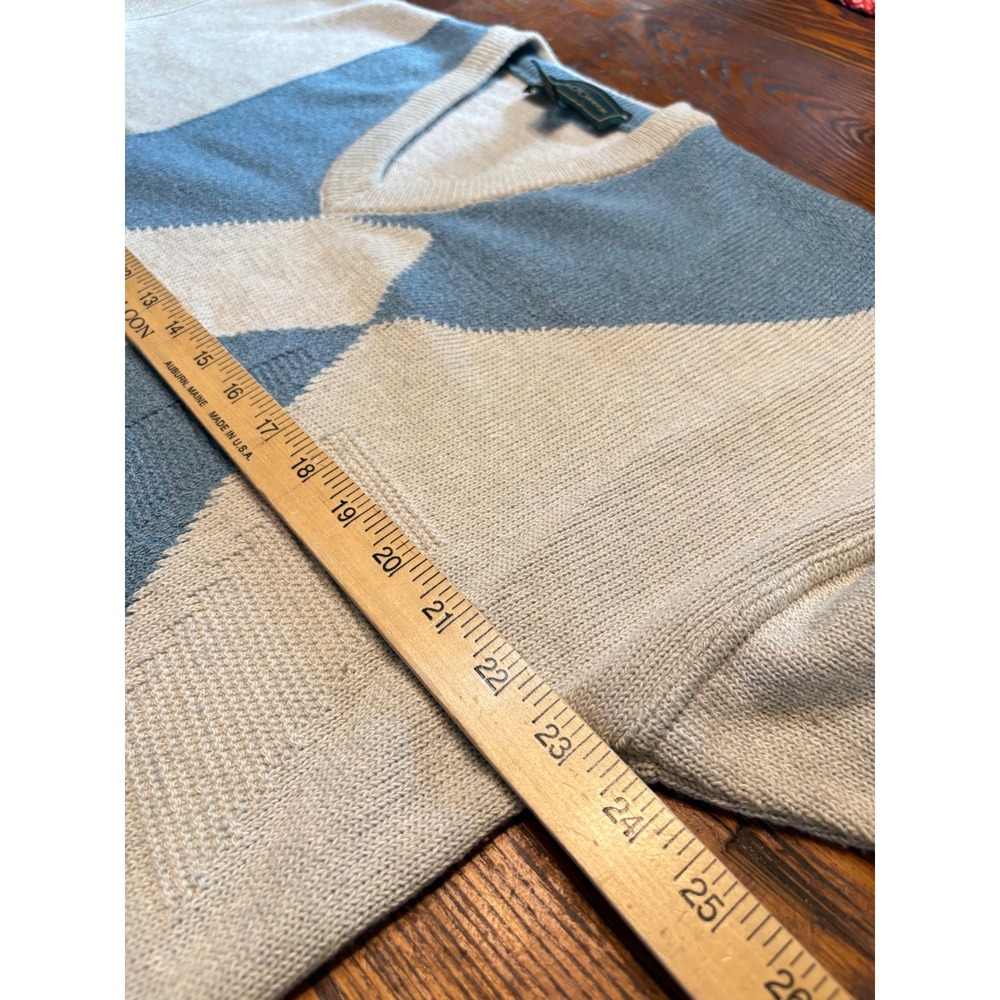 Patrick O'Connor Mens V-Neck Linen Cotton Geometric Knit Sweater Ireland Cream M - Picture 4 of 7